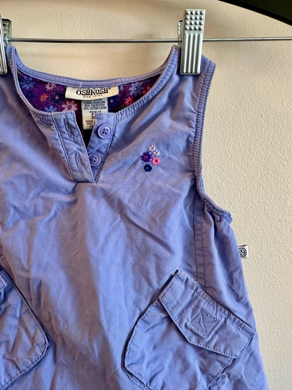 OshKosh Lavender Tank Dress with Floral Trim